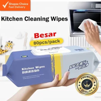 shopee choice badge80pcs Kitchen Cleaning Wipes (Large) - Heavy Duty Degreasing Wipes for Stove, Stain Removal | Tisu Basah Dapur